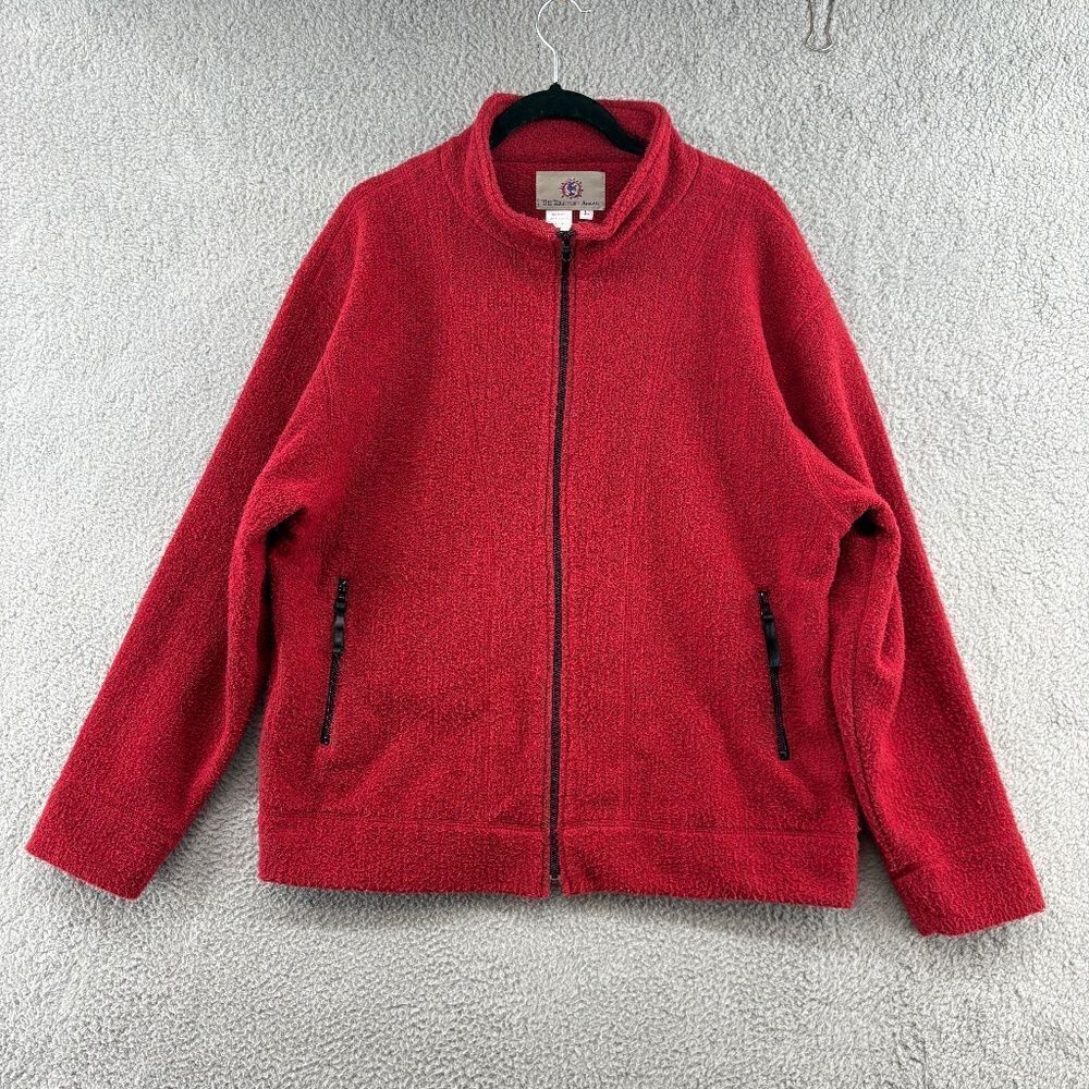 The Territory Ahead Men Full Zip Sweater L Red Side Pockets Cardigan Casual